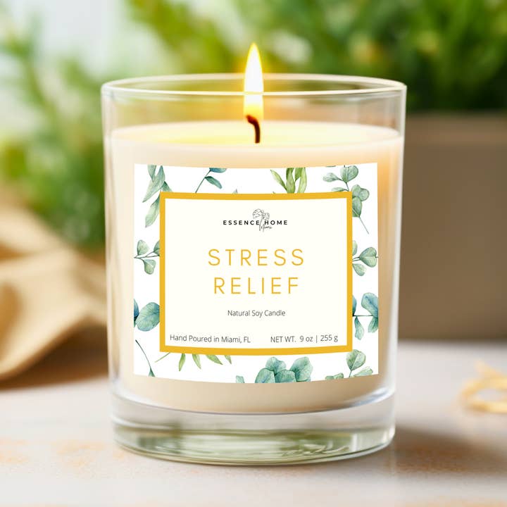 Stress Relief Candle 9 oz Soy Candle for wholesale by Essence Home Miami