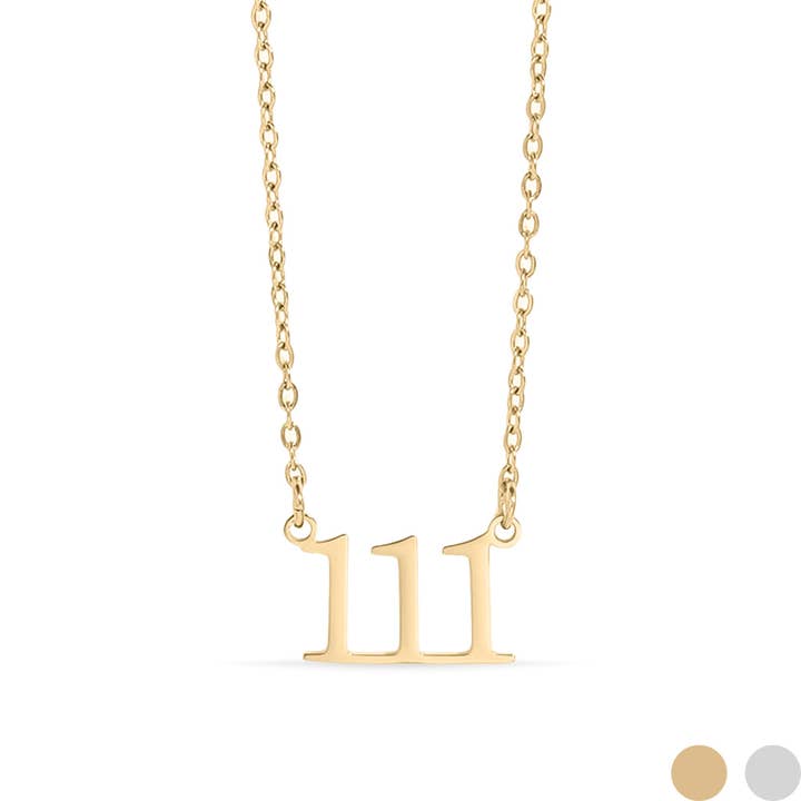 WJW - Wholesale Pendant/Charm Necklace - 18K Gold PVD Stainless Steel Angel Number Necklace