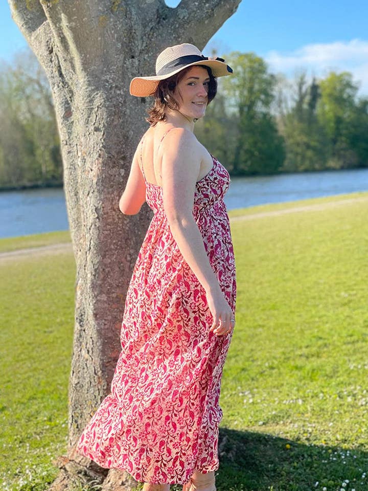 Fuchsia Paisley Maxiklänning för wholesale av Yunikulondon