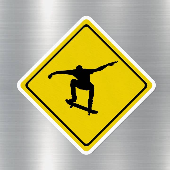 GraffMerch.com - Wholesale Sticker - Skate Boarders Road Funny Sign Sticker0