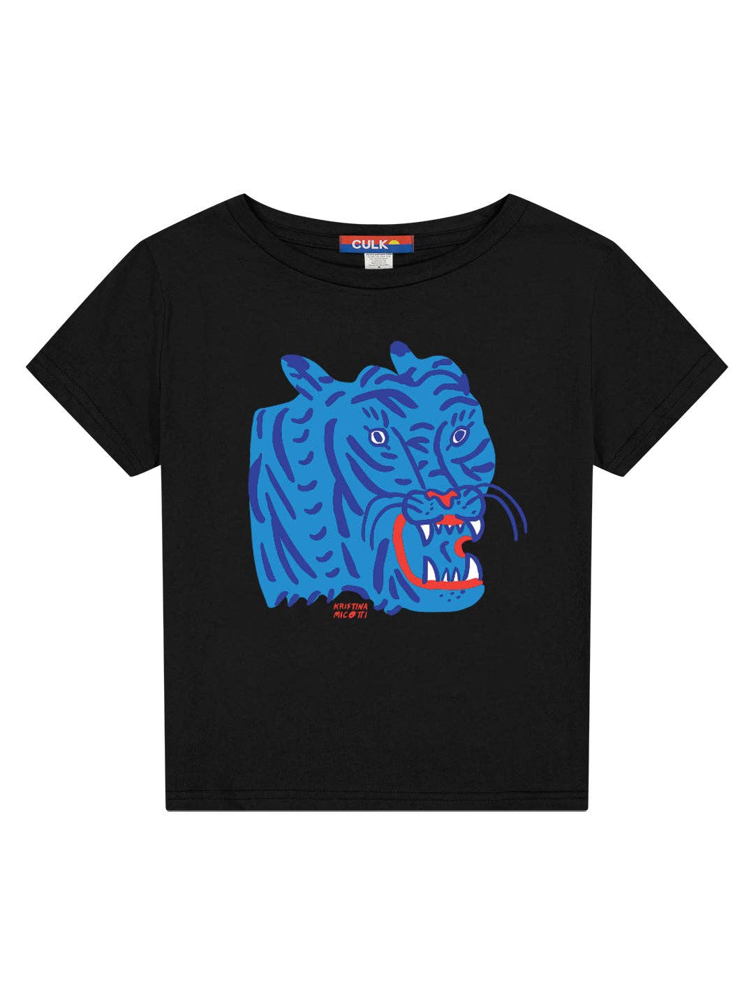 Culk - Wholesale Screen Printed T-Shirt - Women's - Blue Tiger Women's Tee Black