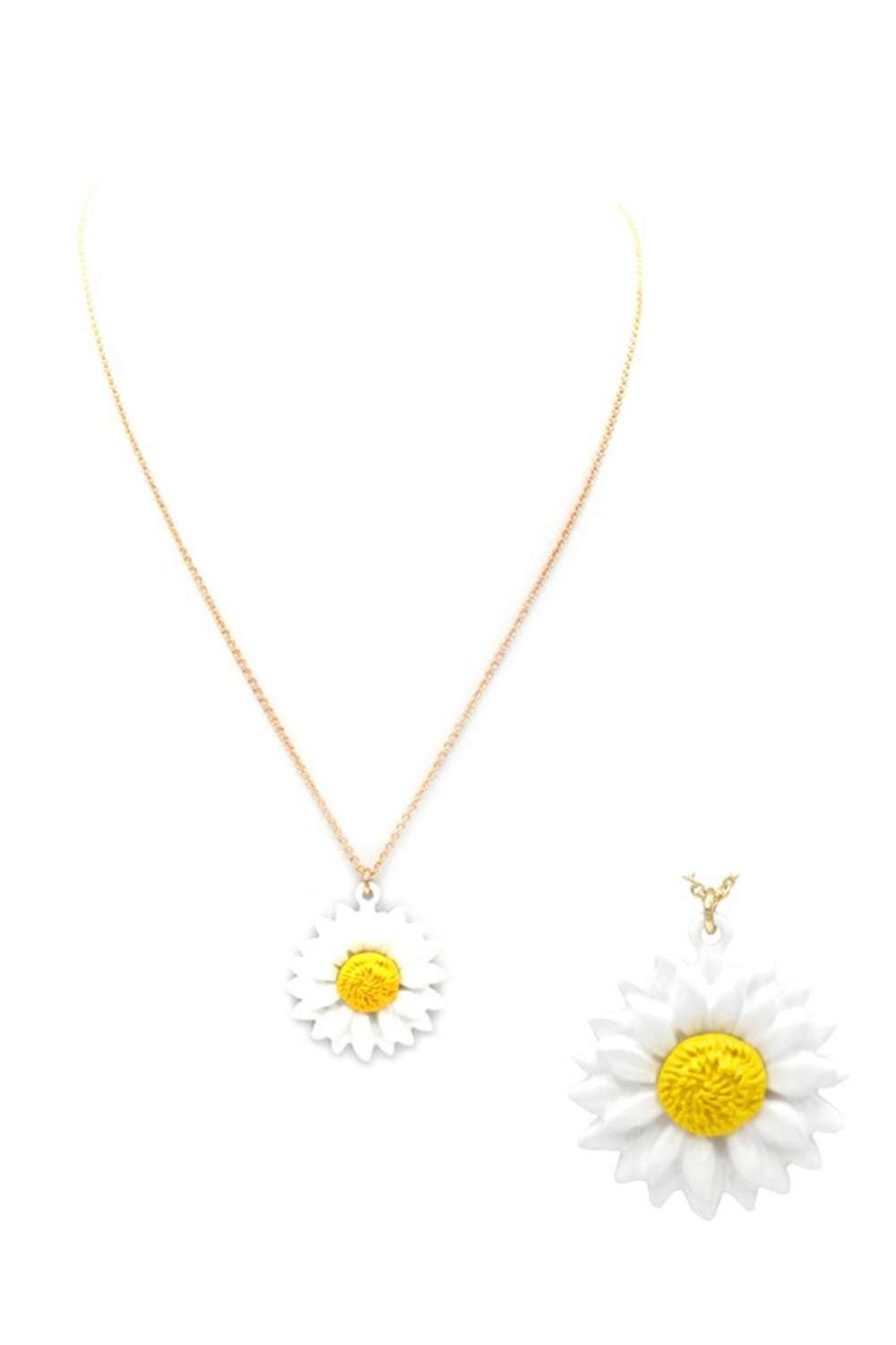 White Yellow Flower Pendant Necklace for wholesale on Faire1