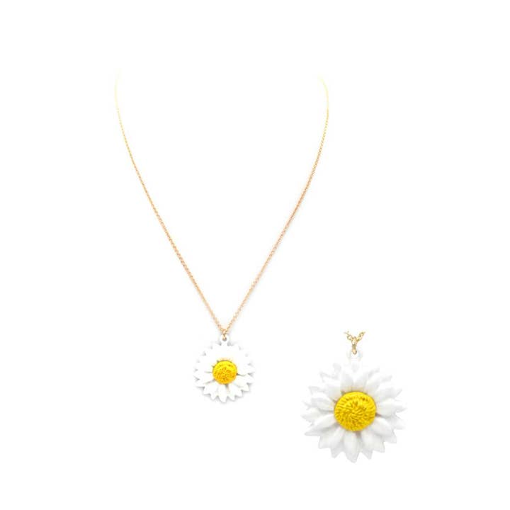 White Yellow Flower Pendant Necklace for wholesale on Faire1