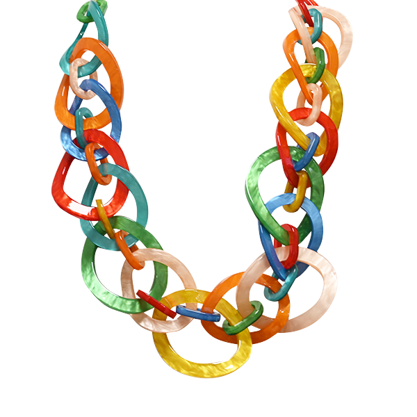 AMORINO SRL – Großhandel Gliederhalskette – KETTE MIT VERSCHLUNGENEN RINGEN AUS HARZ - FT24152A4751