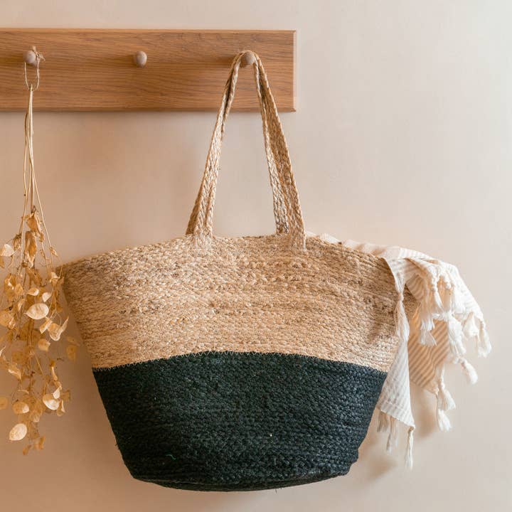 Turtle Bags - Wholesale Basket - Block Design Jute Basket ( X 1), Beach or Market1