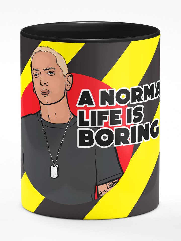 Rapper Icon Normal Life Is Boring Black Mug for wholesale by Studio Soph (We Pay Your Import Fees - We Ship DDP)