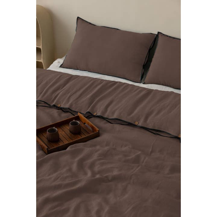 Live Linen - Wholesale Duvet Cover - Decorative Black Needlework Linen Duvet Cover – Elegant5