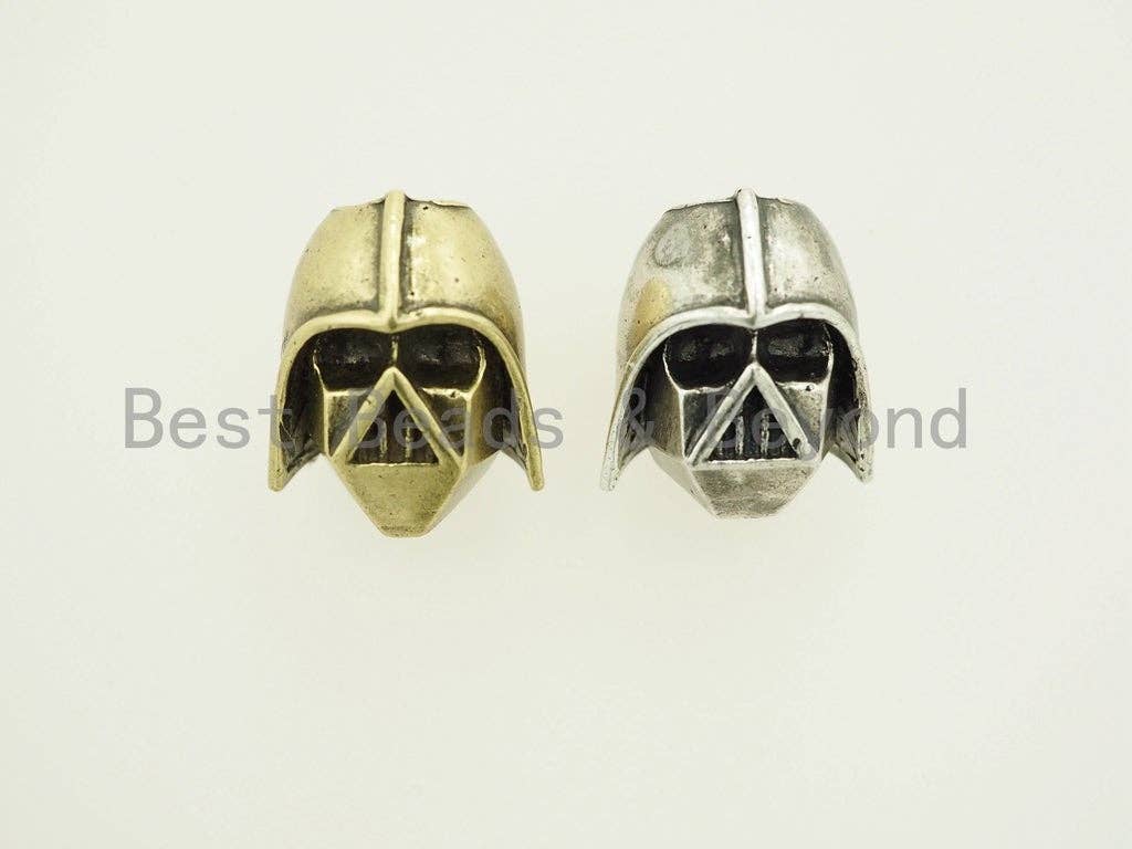 BestBeads&Beyond – wholesale Individuell berlock/hänge – Antik Darth Vader Dark Knight Soldat Hjälm Pärlor, Knot Paracord Armband Nyckelring Att Göra Pärlor, Mäns Armband, 15x17mm, 1st, sku #Y990