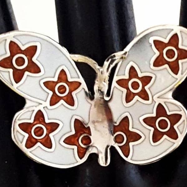 Costello International - Venta al por mayor Anillos grandes/de cóctel - Anillos mariposas tropicales de plata esmaltada10