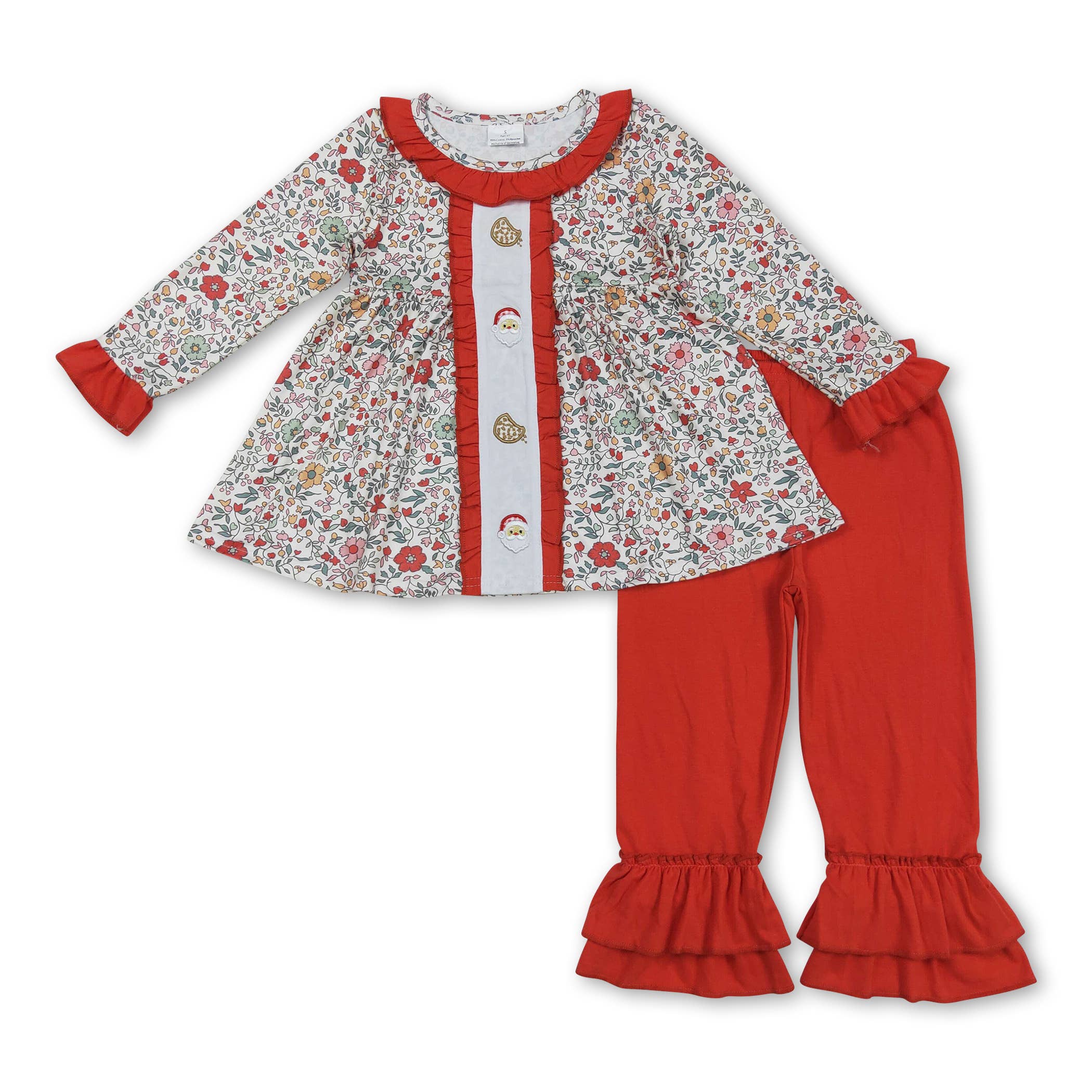 Yawoo Garments - Wholesale Jumpsuit - Baby - Floral santa cookie baby girls Christmas romper2