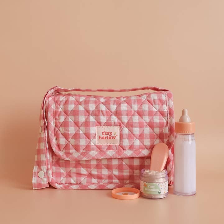 Tiny Harlow - Wholesale Doll Accessory Kit - Kids - Tiny Nurturers Set - Pink gingham
