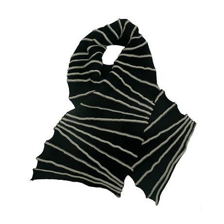 Halsduk, merino ull fläkt linje svart/vit SLK142/BK/WH för wholesale av World Treasure Trading