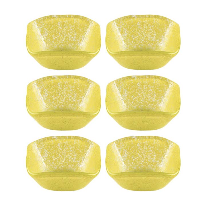 Glass Dinnerware 2.25" x 2.25" x h:1.5" 2 oz. Square Yellow Glass Ramekin (Set of 6) for wholesale by TURGLA HOME