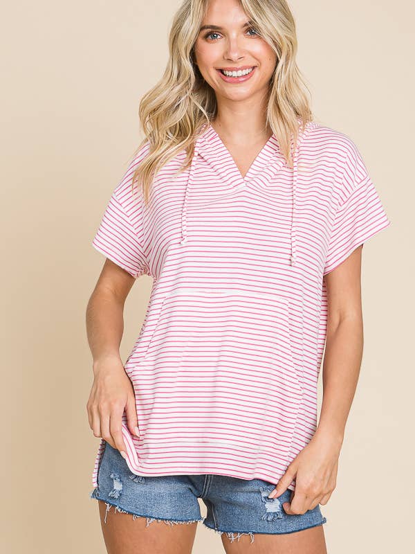 Culture Code - Vente Sweat à capuche – femme - CRH1606XS - HAUT À CAPUCHE À MANCHES COURTES SURDIMENSIONNÉ16