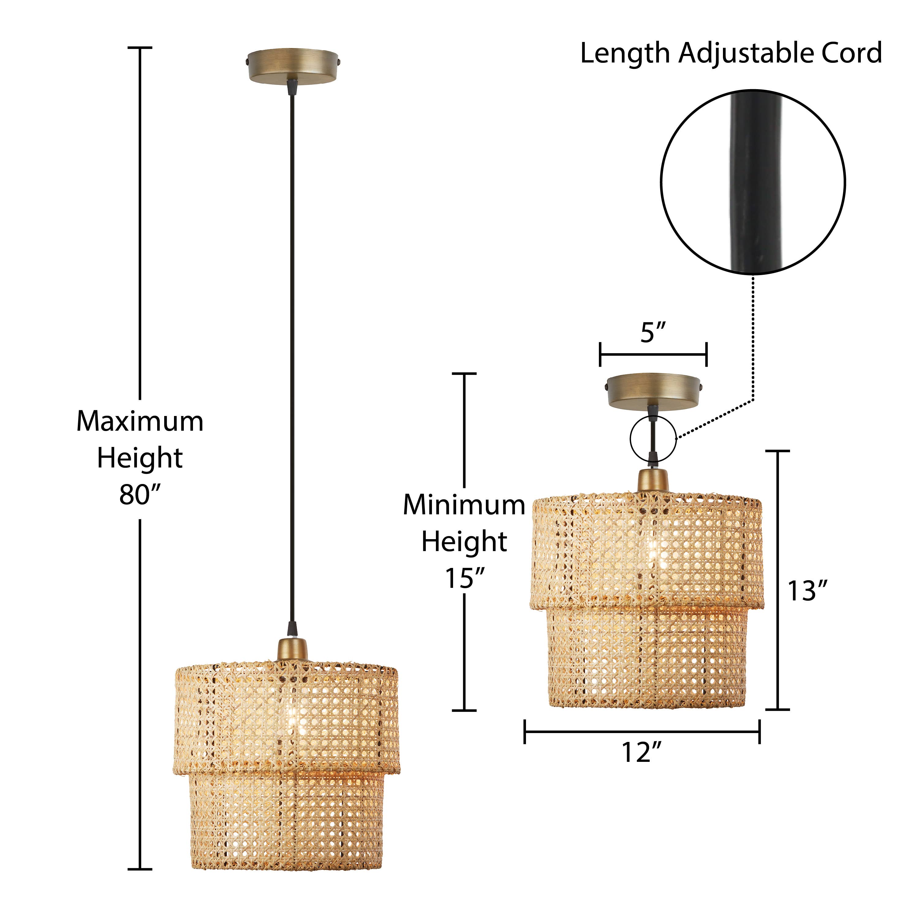 River of Goods - Wholesale Chandelier/Hanging Light - 12"W 1-Light Alvero Metal and Rattan Hanging Pendant Light9