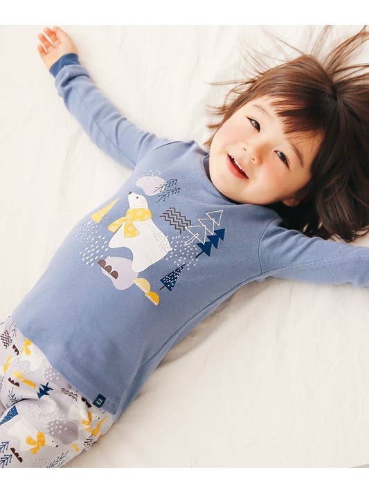 Bleu Foncé Pyjama en coton à manches longues avec ours polaire en vente sur Faire4