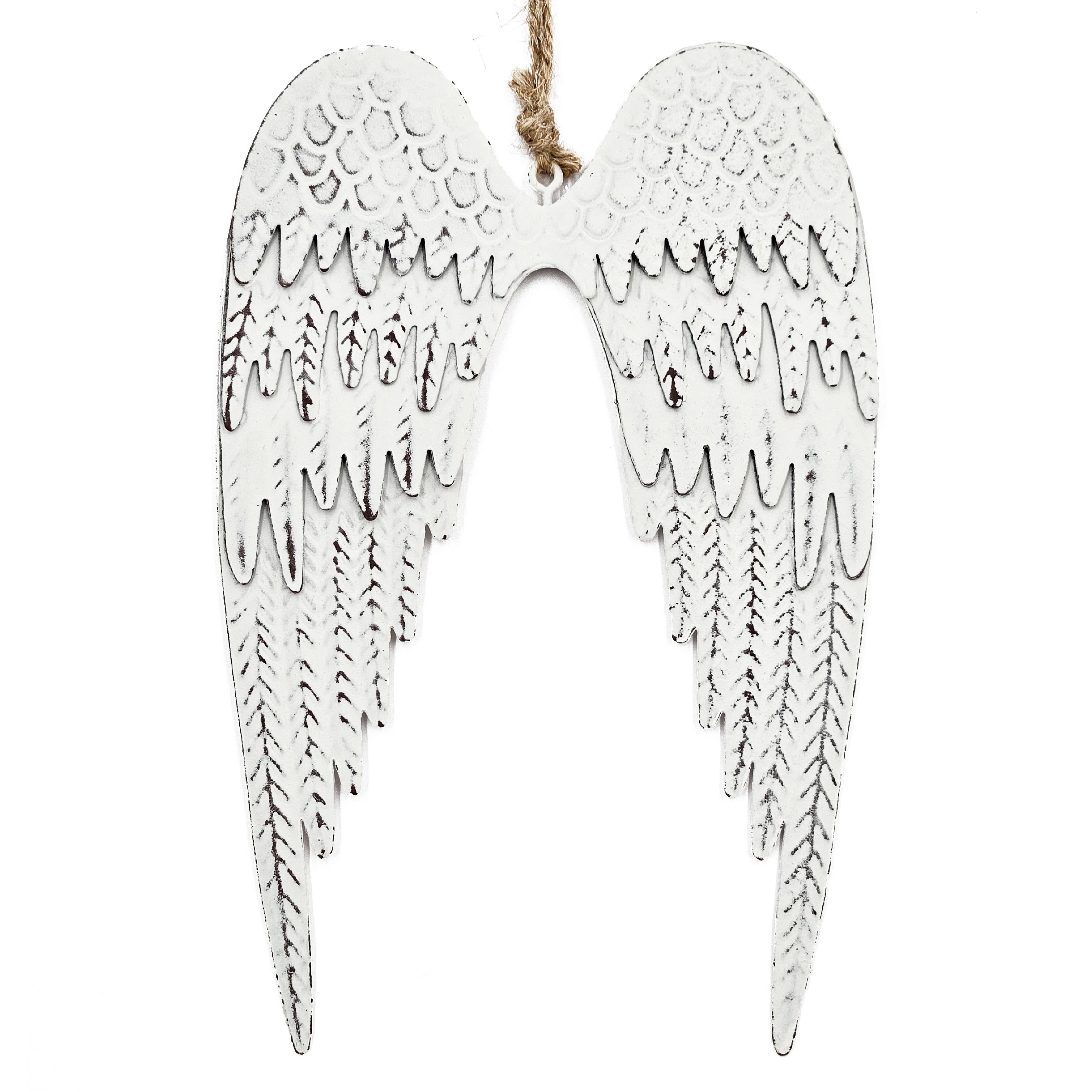 A&B Home Group Inc. - Vente Objets de décoration - Ornement suspendu en fer avec ailes 5x7,5", blanc1