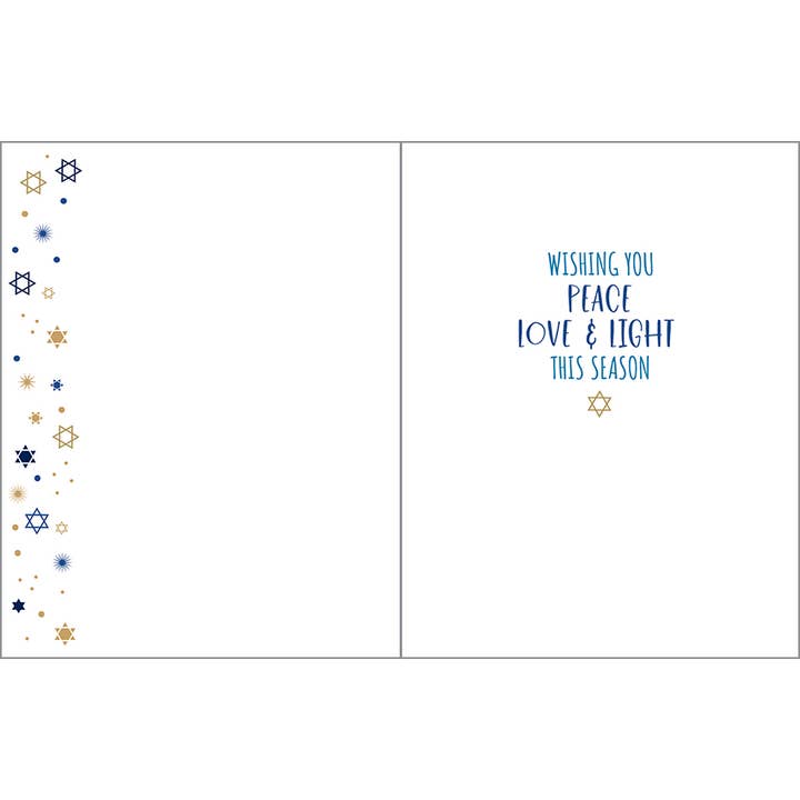 GINA B DESIGNS - Wholesale Hanukkah Card - Hanukkah Greeting Card - Gold Menorah1