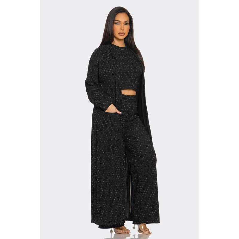 Esmeray Clothing - Vente Ensemble haut et pantalon (PAS d'intérieur) - Femme - ENSEMBLE 3 PIÈCES EN MAILLE ÉTINCELANTE LUXE7