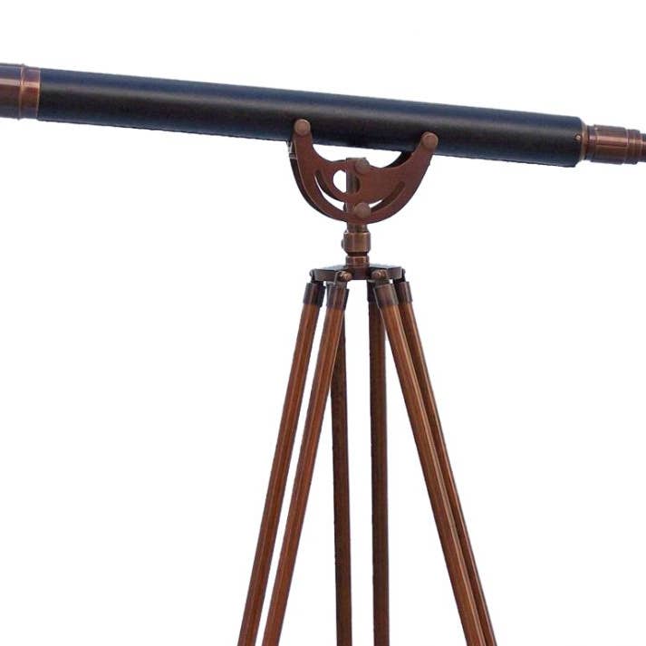 Bodenstehendes antikes Kupfer mit Leder Anchormaster Teleskop 65" für den Großhandel von Hampton Nautical
