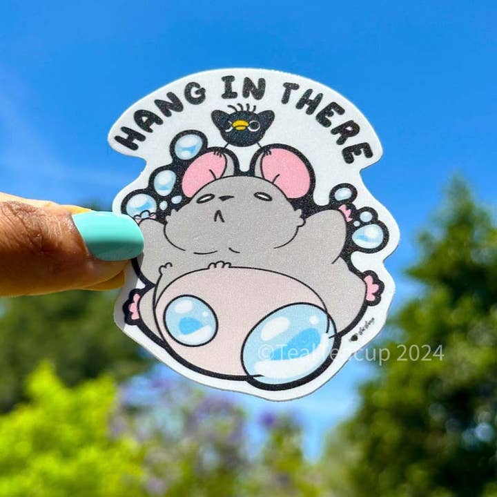Hang in There Mousebird Sticker for wholesale by TealTeacup
