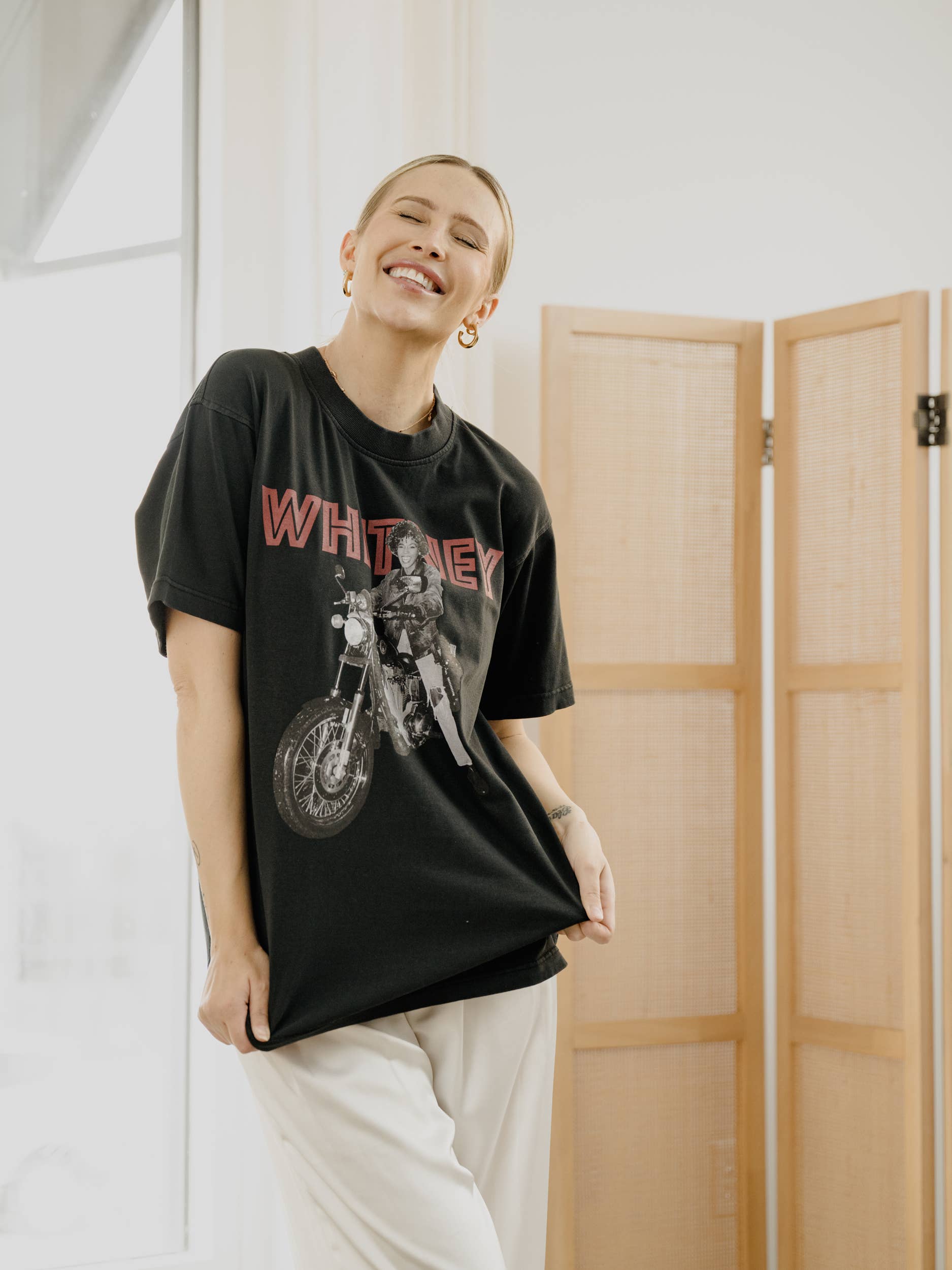 LivyLu - Wholesale T-Shirt (Graphic) - Unisex - Whitney Houston Motorcycle Black Licensed Hi-Dive Tee3