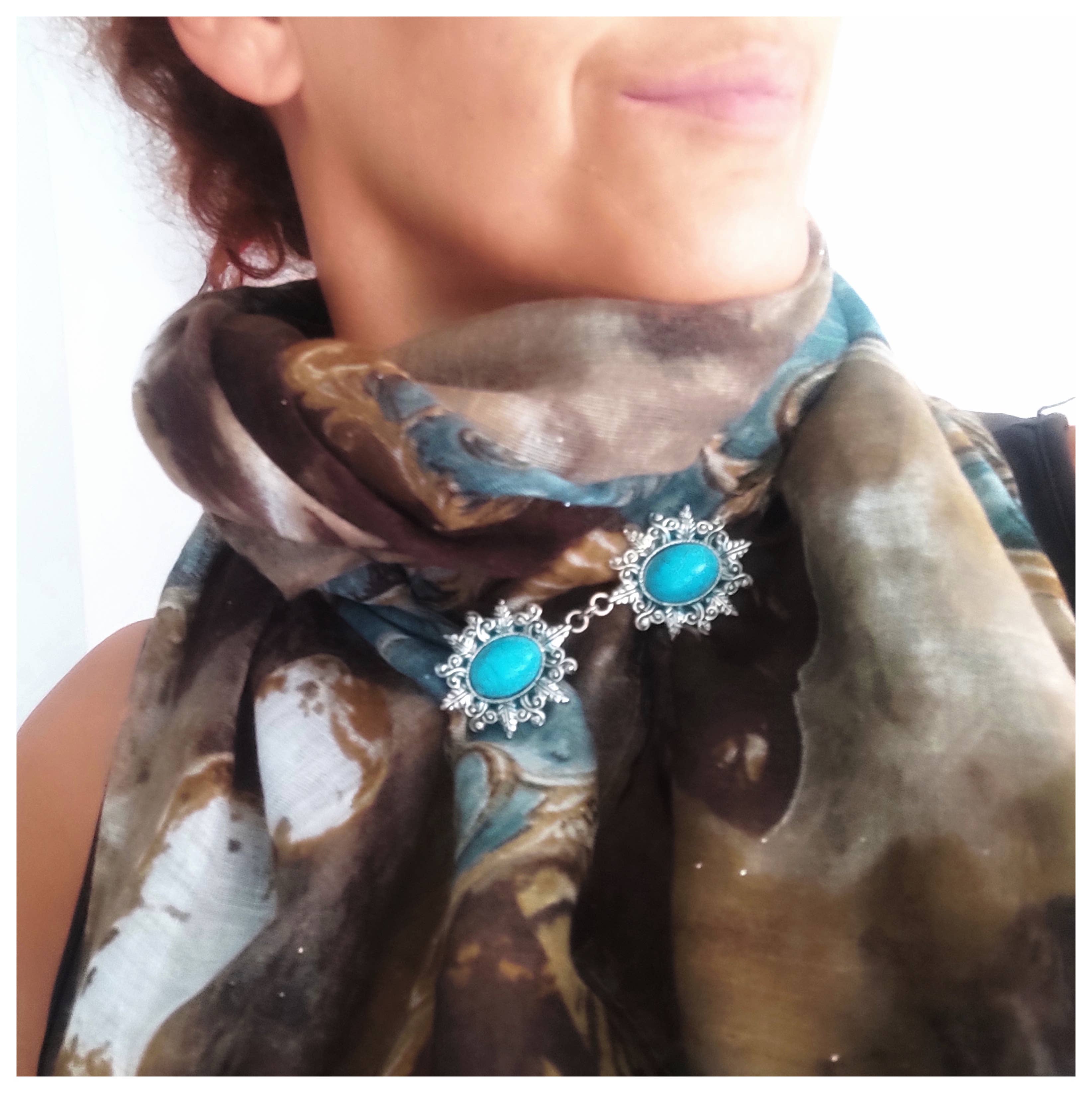 Cristina SJ creative shop - Wholesale Broche - Camee-speld met turquoise en zwarte steen voor sjaals en vesten4