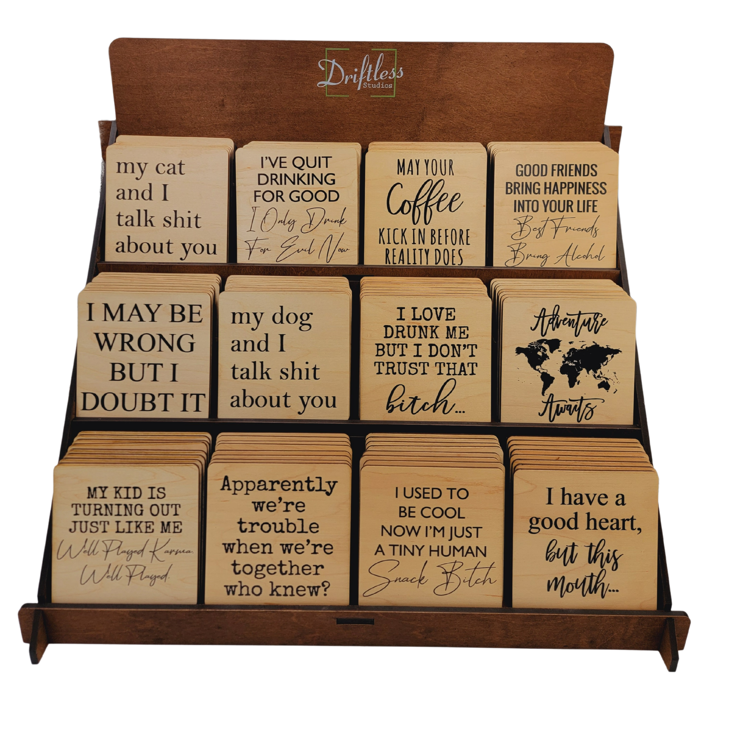 Driftless Studios - Wholesale Retailer Display - Home & Living - Bleacher Coaster Display - Fixture Only - Assembly Needed5