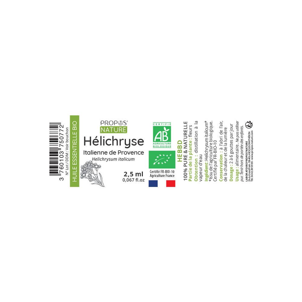 Propos'Nature - Wholesale Etherische olie - Biologische Italiaanse Helichrysum etherische olie 2,5 ml, 5 ml10