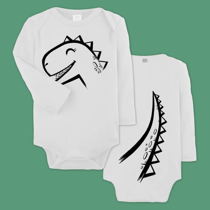 Body de bebé de algodón orgánico Dino - Manga larga para venta al por mayor de Micastricas