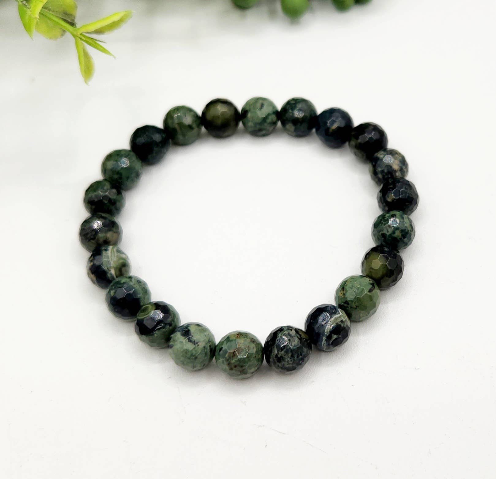 Meraki Gemstones - Wholesale Beaded Bracelet -  Kambaba Jasper 8mm Faceted Stretchable Bracelet-7.5" Long 3