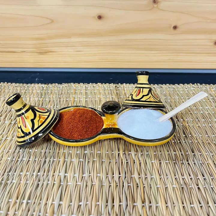 Etnico del Mondo - Wholesale Spice Rack - Mini Tajine Double Spice Holder in Safi Ceramic #113