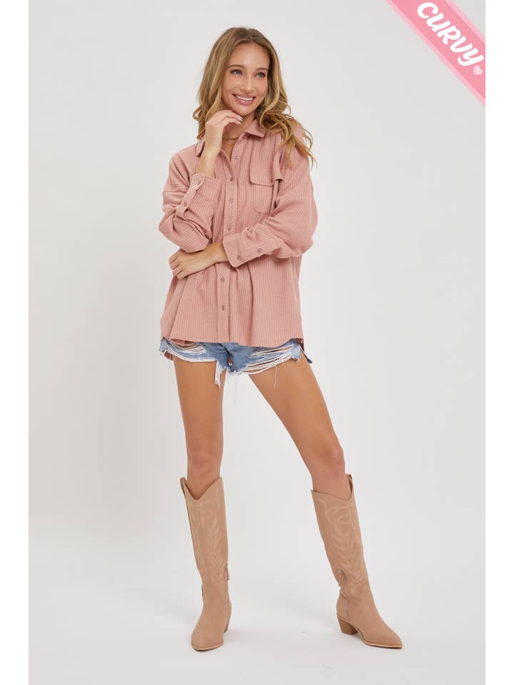 Sweet Lovely by Jen - Wholesale Button Down Shirt - Women's - PLUS SIZE BUTTON DOWN OVERSIZED SHIRTS2