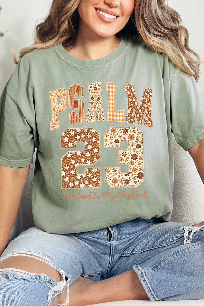 Wholesale Accessory Market - Wholesale Screen Printed T-Shirt - Women's - Floral Psalm 23 Comfort Colors Adult Ring-Spun Cotton Tee0