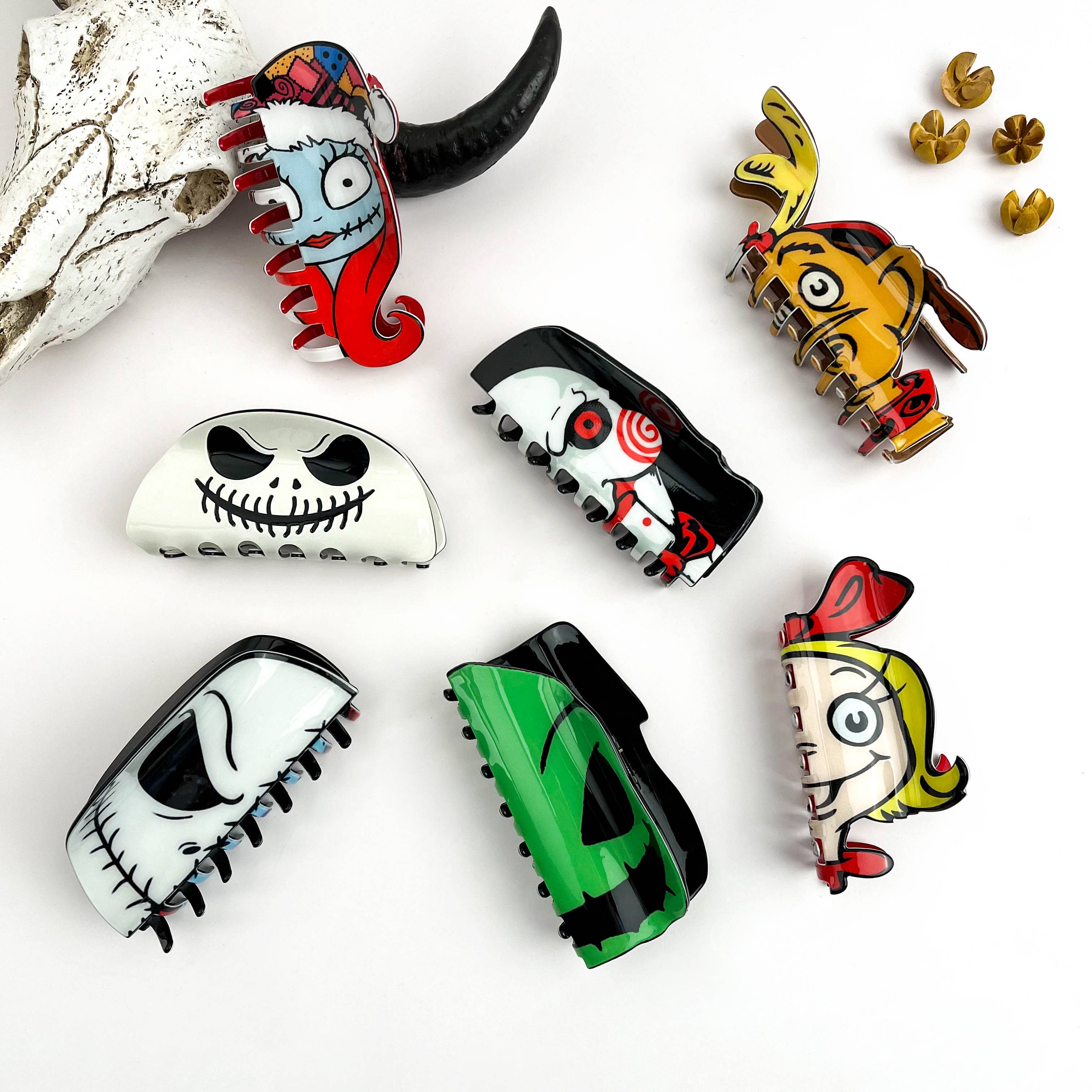 mildstyles – wholesale Hårklämma - Dam – Halloween-klämma med spök- och monstertryck – läskigt rolig10