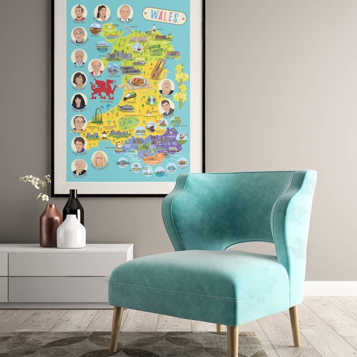 Affiche cartographique du Pays de Galles pour la vente par Very Puzzled