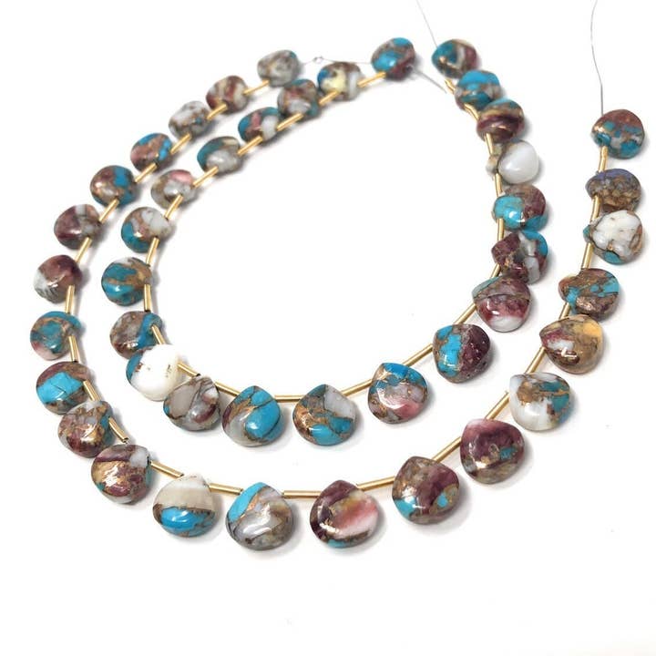 Akstar Gems - Wholesale Beads - Oyster Copper Turquoise Gemstone Beads, Turquoise Beads, Wholesale Bulk Beads for DIY Jewelry Making, Jewelry Supplies, 8.5X8.5mm , 22 Pcs