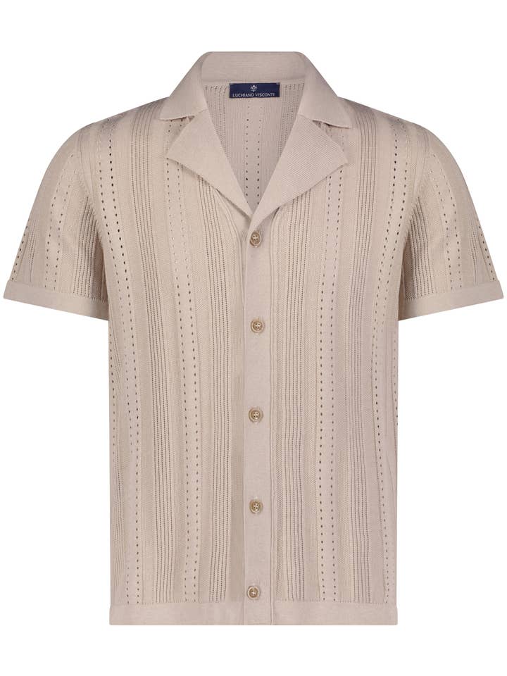 Beige resortskjorta med kort ärm för wholesale av Luchiano Visconti