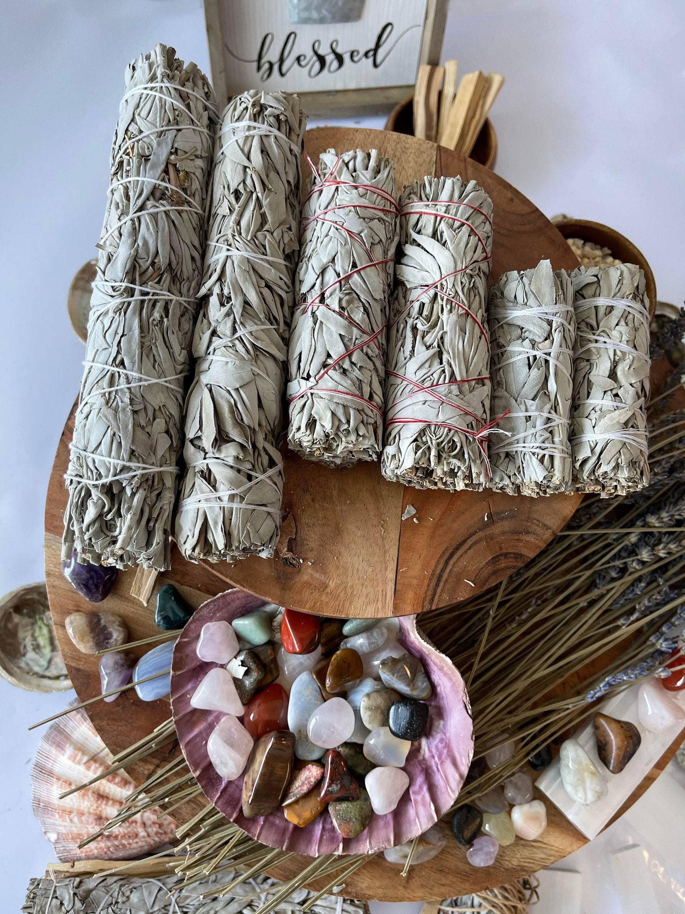 CaNatureLover - Wholesale Sage Bundle - ORGANIC White Sage FREE SHIPPING Wholesale White Sage Smudge Sticks,2-2.5in diameter,4in,6in,9in length, Bulk Sage Bundle, White Sage7