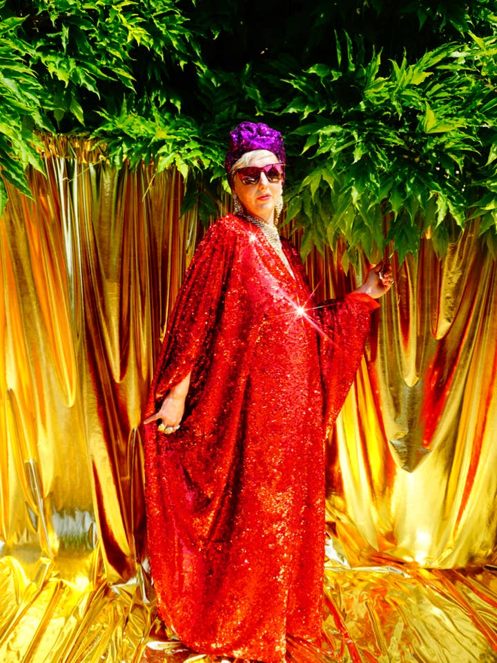 Fumbalinas – wholesale Kaftan – Women's – Red Holographic Sequin Maxi Kaftan Gown / Kimono Robe19