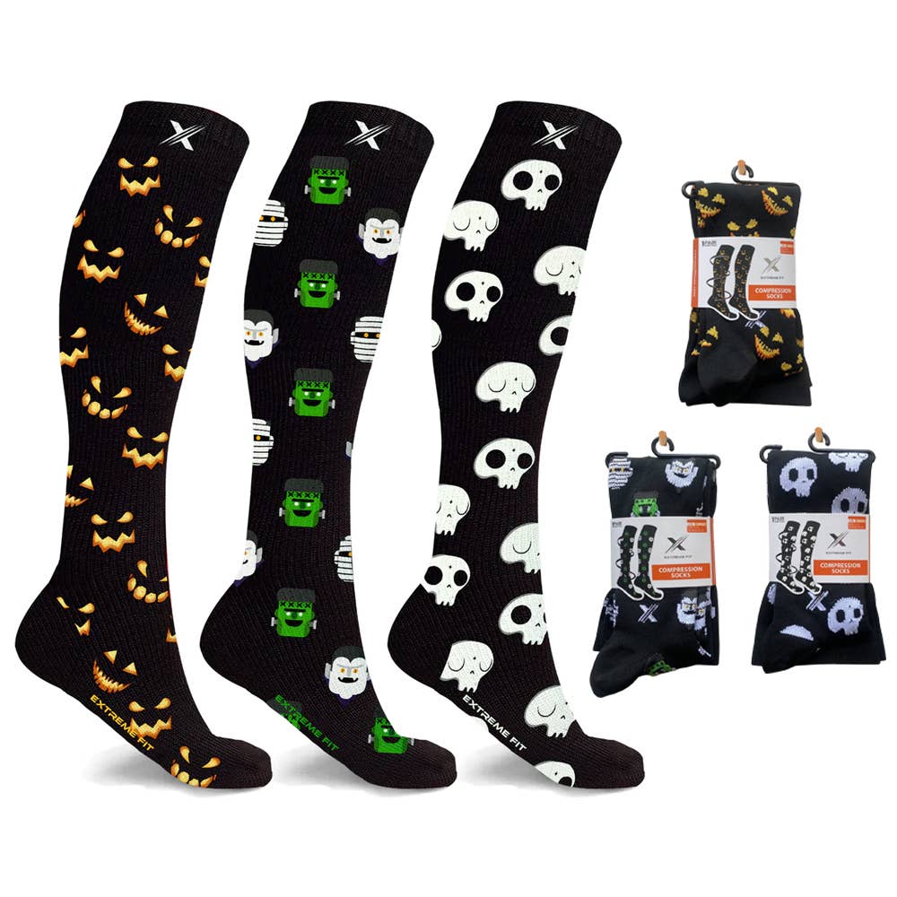 Extreme Fit Wholesale - Wholesale Sokken - Uniseks - SPOOKY COMPRESSIEKOUSEN - 3 ASS-STIJLEN1