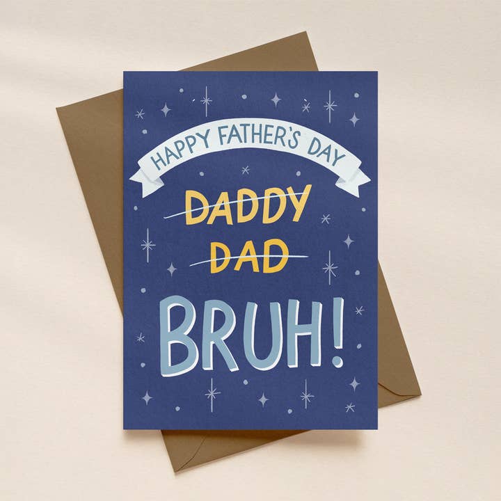Cheeky Father's Day "Bruh" Card for wholesale by Silky Rose Design