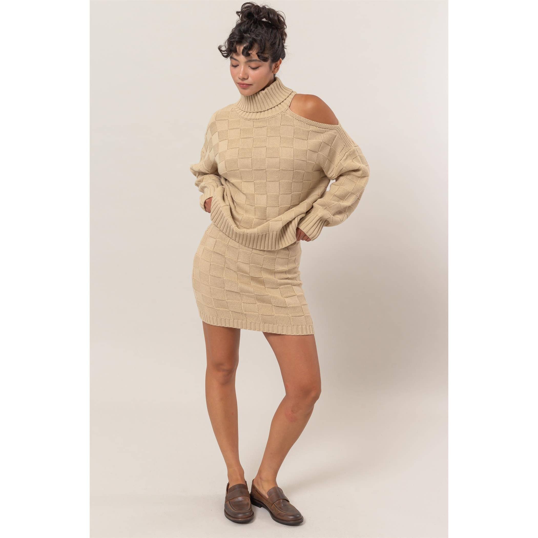 HYFVE – Conjunto de top e saia - Mulher por atacado – Conjunto de Camisola e Saia em Ponto de Cesto Dz24f733-Set3