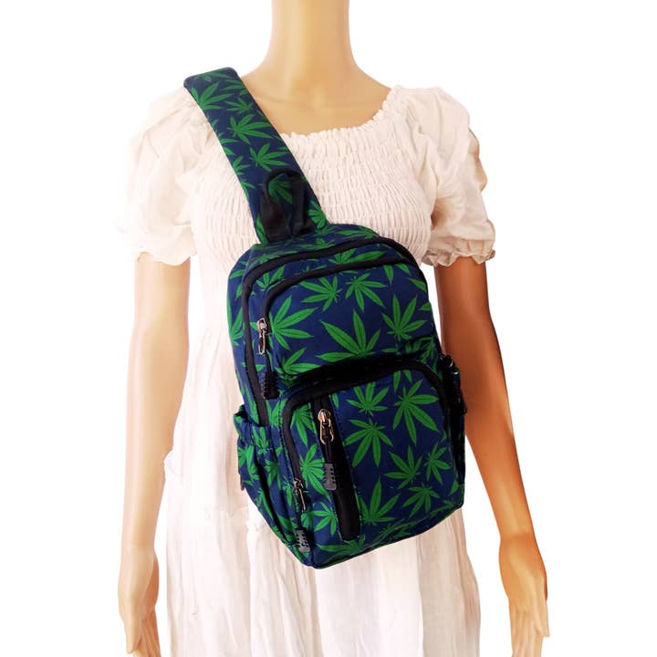 XB-010 Grøn Blad Printet Crossbody Taske for engroshandel hos Kala Imports LLC