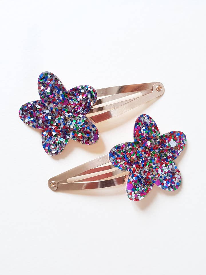 Glitter star clips - Set of 2 multicolor for wholesale by Mini galaxie