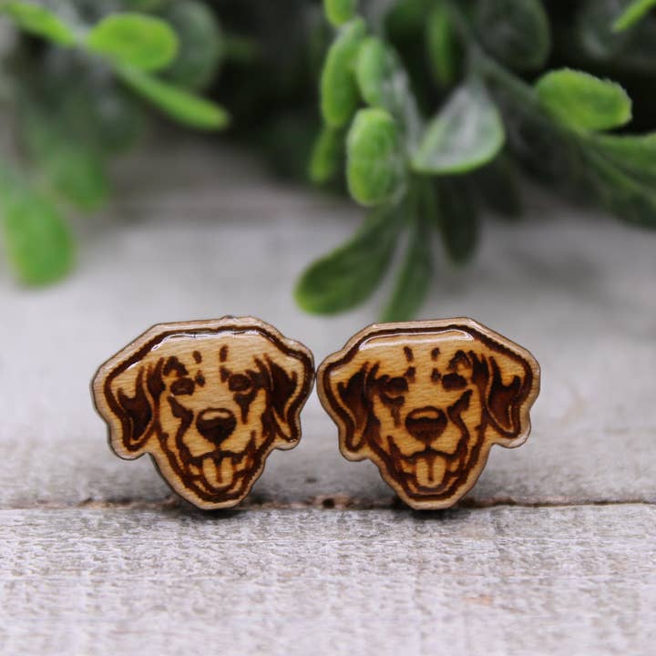 Golden Retriever Dog Breed || Wood Stud Earrings || Hypoallergenic for wholesale by Hylidae Boutique
