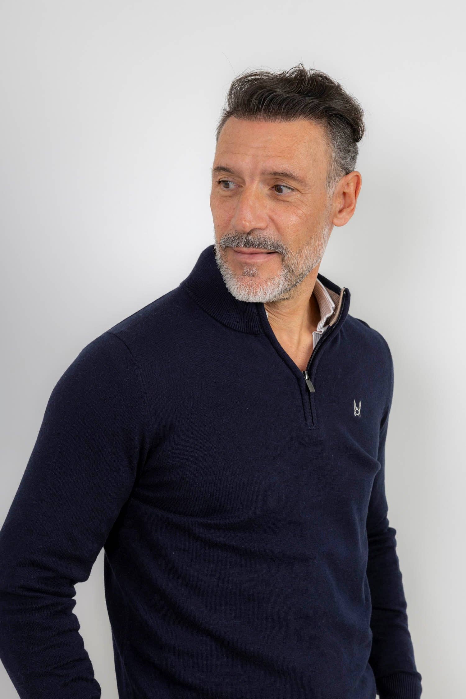 Custi Mikelo: Men's Clothing & Christmas Gifts – wholesale Knitted jumper – Men′s – Navy Blue Zippered Fleece Jacket3