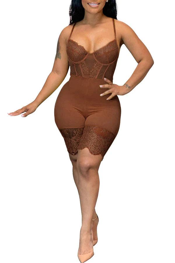 MB Fashion Wholesale - Wholesale Jumpsuit - Women's - MB FASHION Lace Romper with Detailing and Adjustable 5251R 0