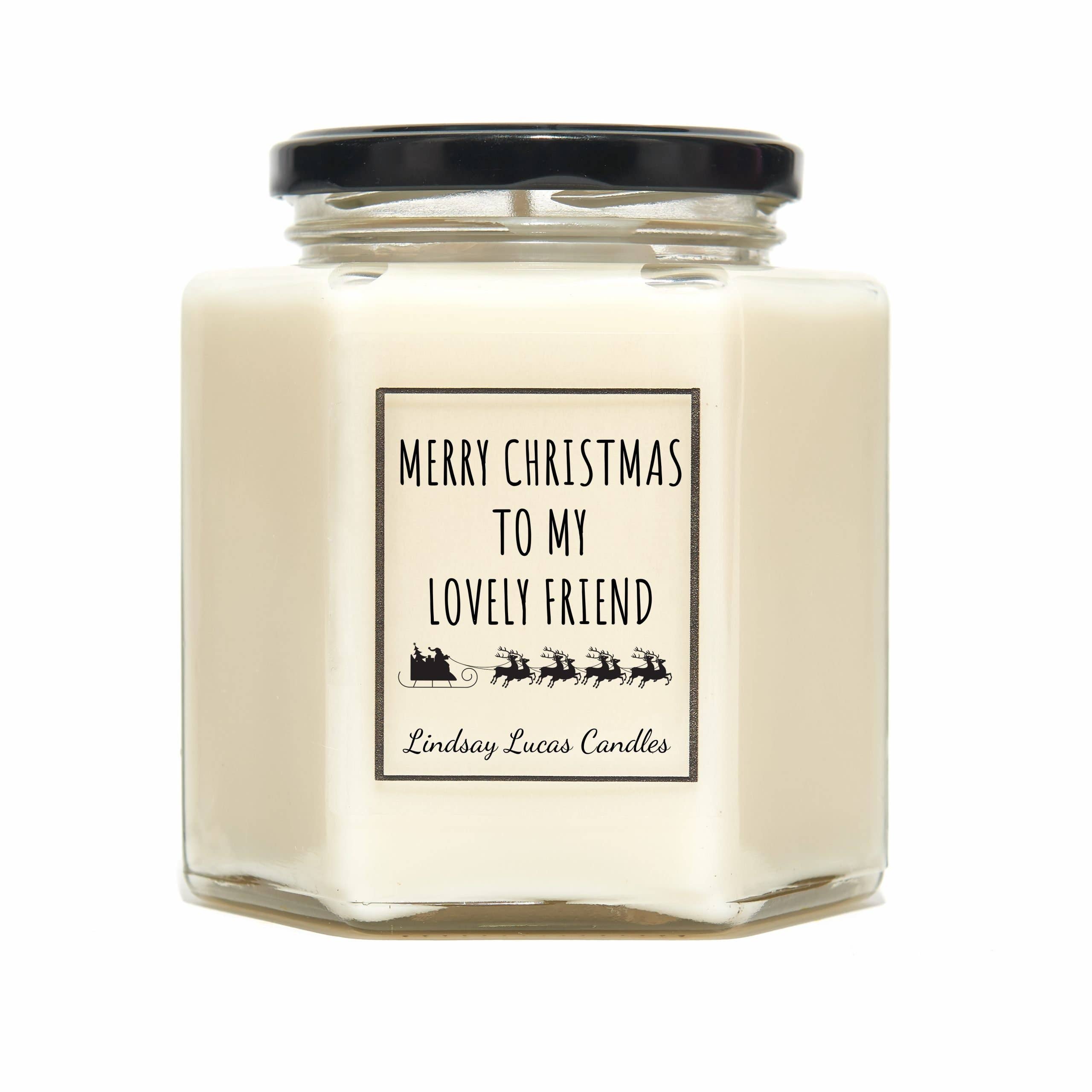Lindsay Lucas Candles – wholesale Jar/filled candle – Merry Christmas Lovely Friend Scented Candle