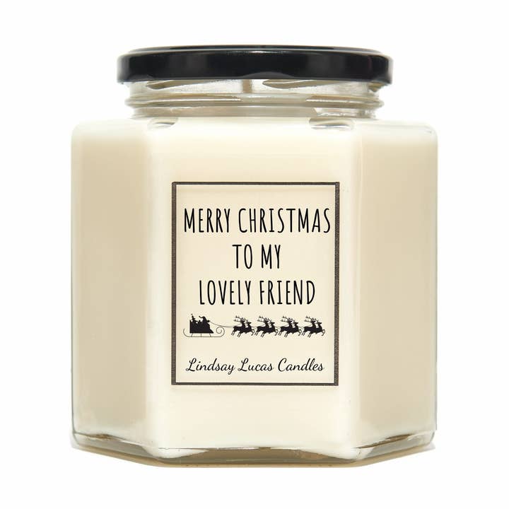 Lindsay Lucas Candles – wholesale Jar/filled candle – Merry Christmas Lovely Friend Scented Candle0
